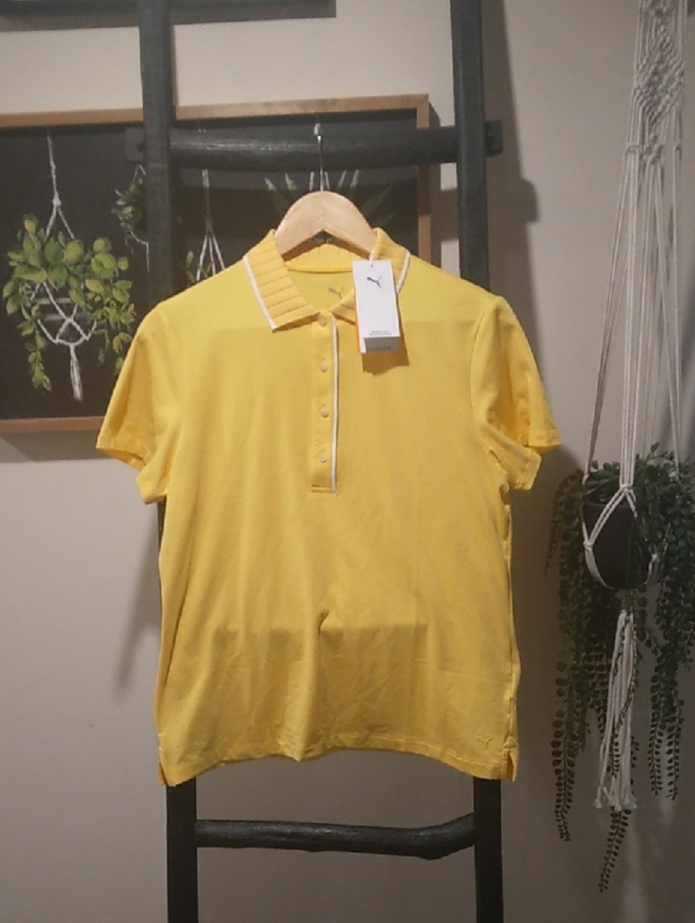 Women's Sunny Yellow Puma Cloudspun Bridges Golf Polo Shirt Size M